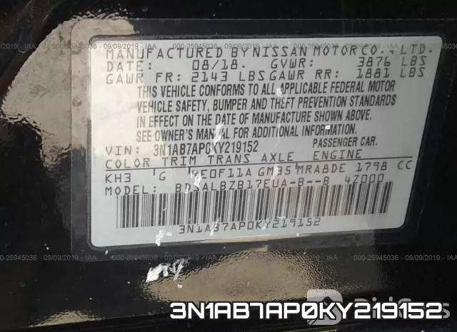 3N1AB7AP0KY219152 фото 10