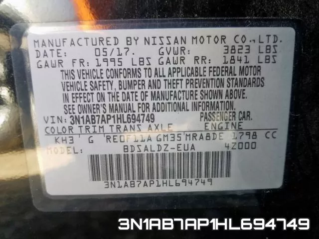 3N1AB7AP1HL694749 фото 2