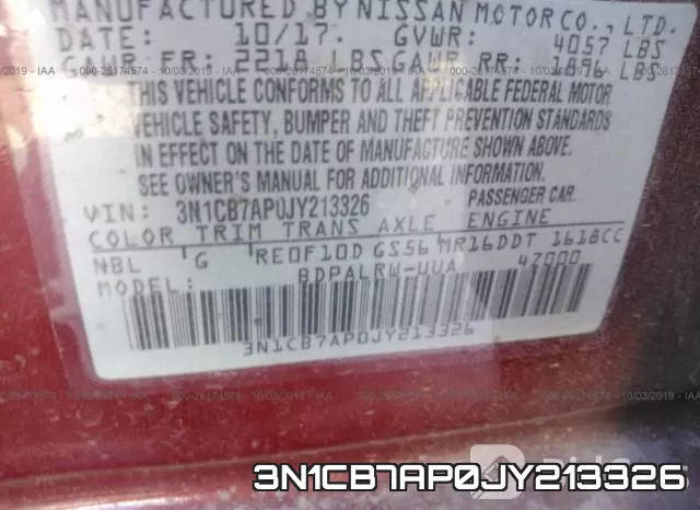 3N1CB7AP0JY213326 фото 8