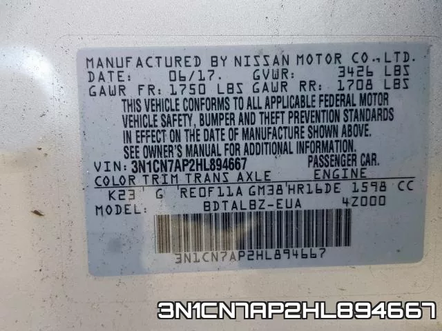 3N1CN7AP2HL894667 фото 2