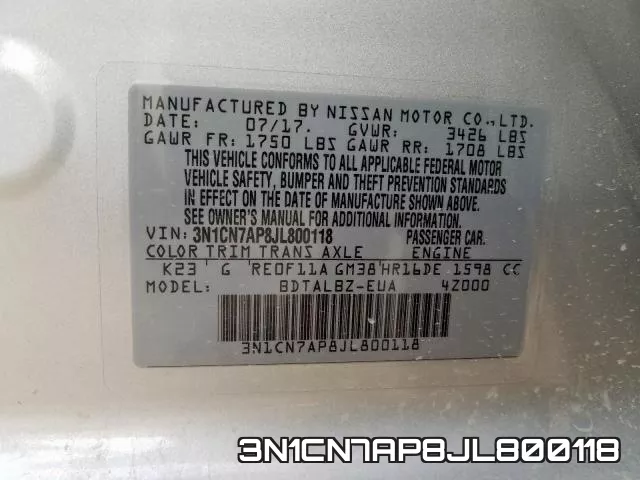 3N1CN7AP8JL800118 фото 2