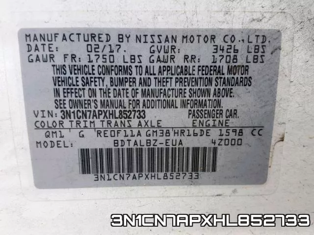 3N1CN7APXHL852733 фото 2