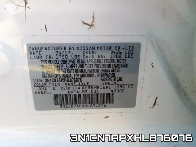 3N1CN7APXHL876076 фото 2