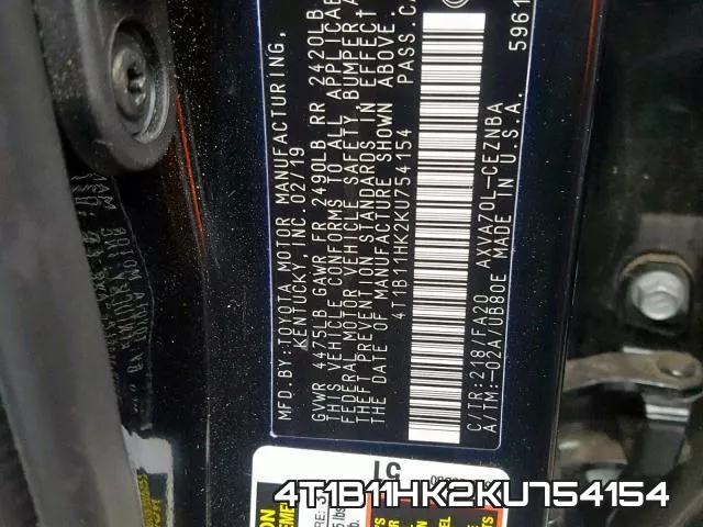 4T1B11HK2KU754154 фото 2