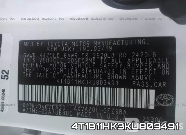 4T1B11HK3KU803491 фото 10
