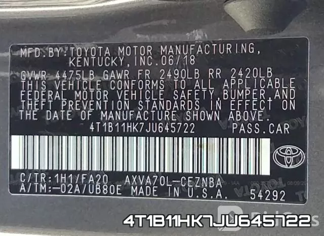 4T1B11HK7JU645722 фото 10