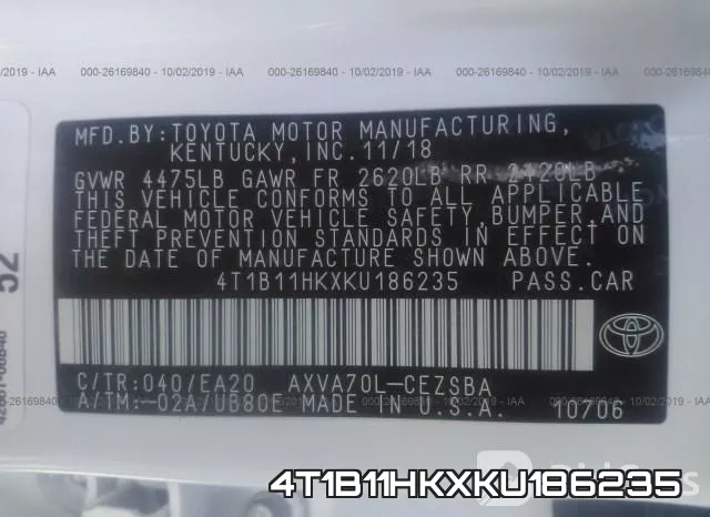 4T1B11HKXKU186235 фото 10