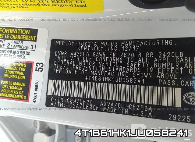 4T1B61HK1JU058241 фото 10
