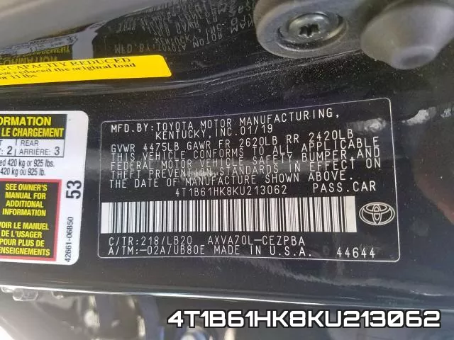 4T1B61HK8KU213062 фото 2