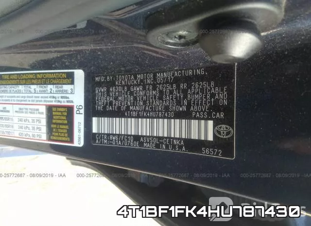 4T1BF1FK4HU787430 фото 10
