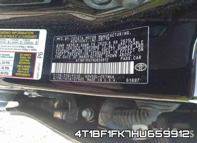 4T1BF1FK7HU659912 фото 10