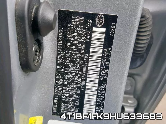 4T1BF1FK9HU633683 фото 2