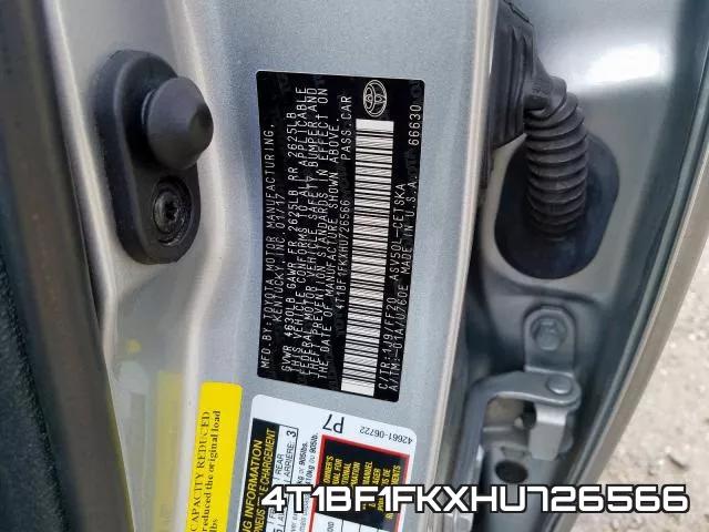 4T1BF1FKXHU726566 фото 2