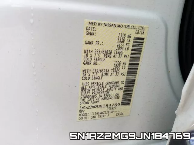 5N1AZ2MG9JN184769 фото 2