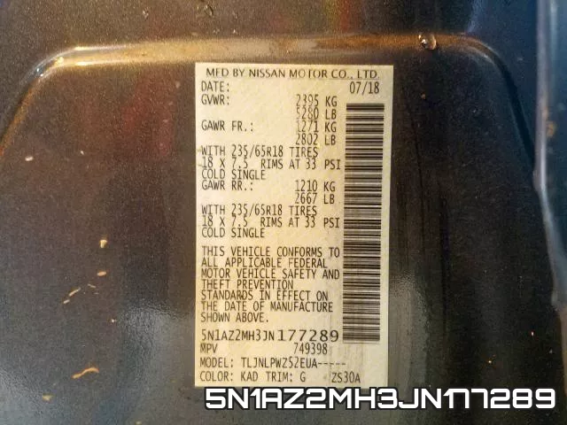5N1AZ2MH3JN177289 фото 2