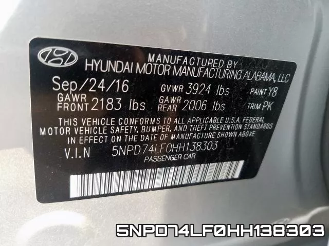 5NPD74LF0HH138303 фото 2