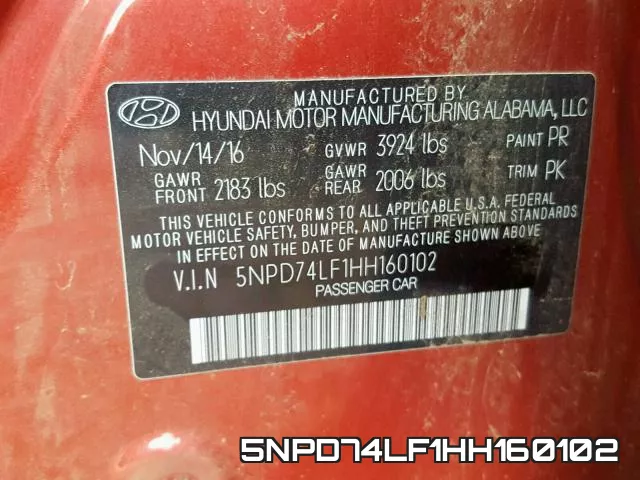 5NPD74LF1HH160102 фото 2