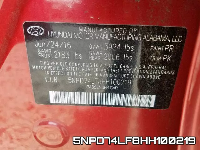 5NPD74LF8HH100219 фото 2