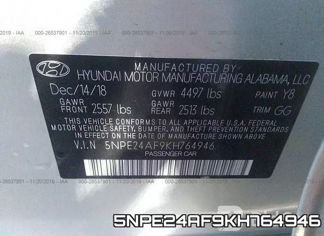 5NPE24AF9KH764946 фото 10