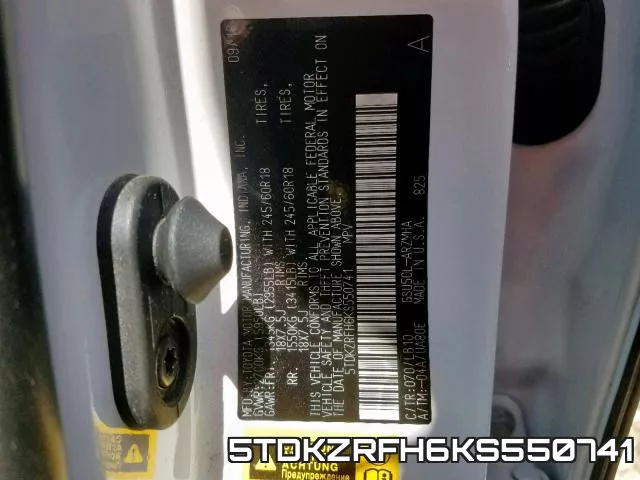 5TDKZRFH6KS550741 фото 2