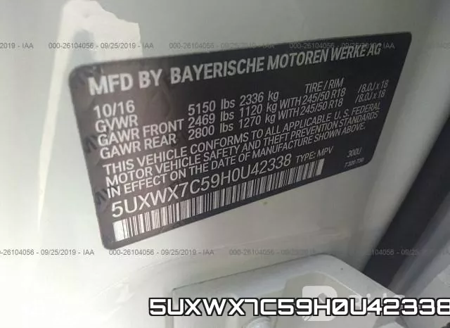 5UXWX7C59H0U42338 фото 10