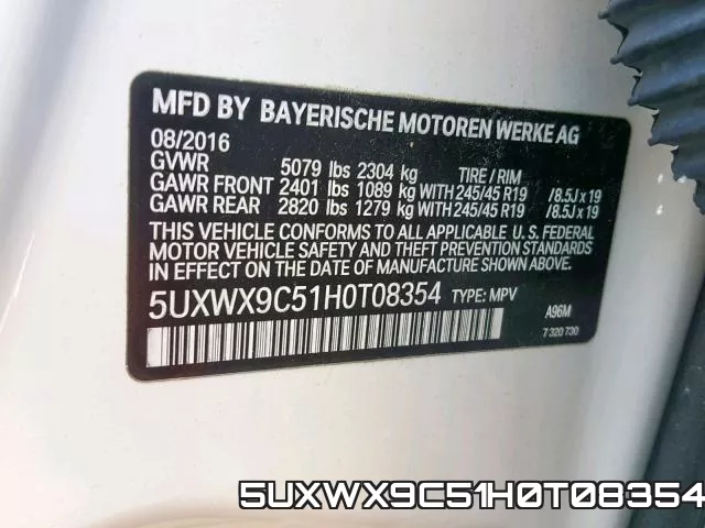 5UXWX9C51H0T08354 фото 2