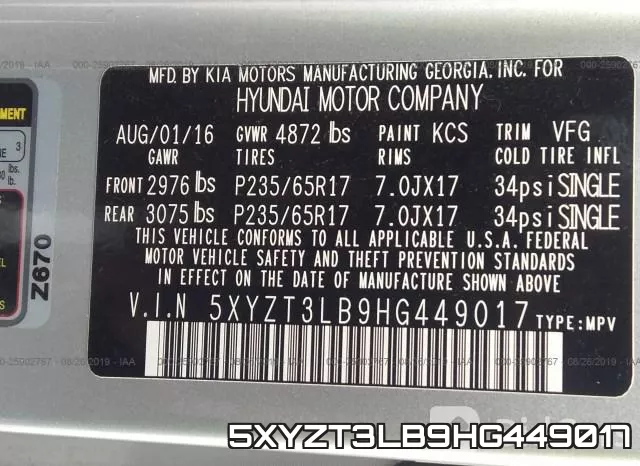 5XYZT3LB9HG449017 фото 10
