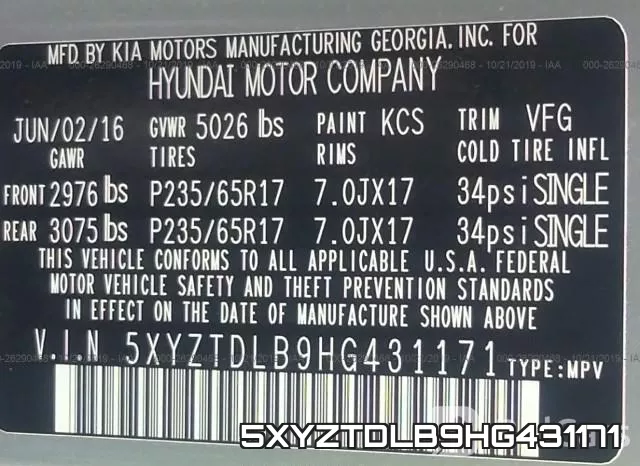 5XYZTDLB9HG431171 фото 10