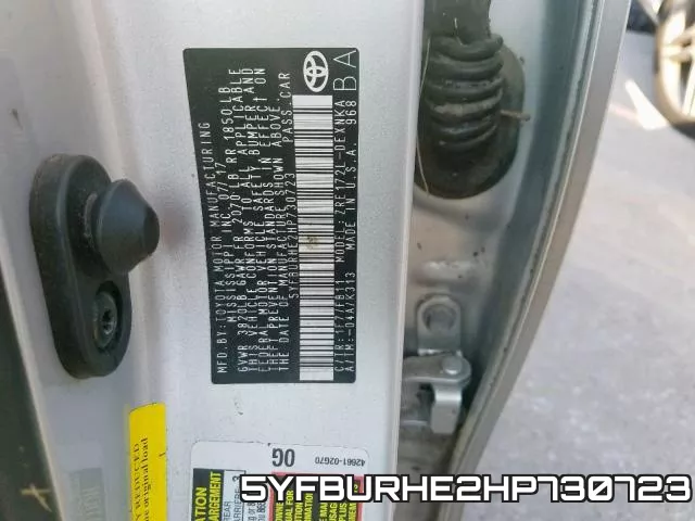 5YFBURHE2HP730723 фото 2