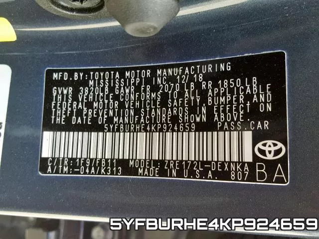 5YFBURHE4KP924659 фото 2