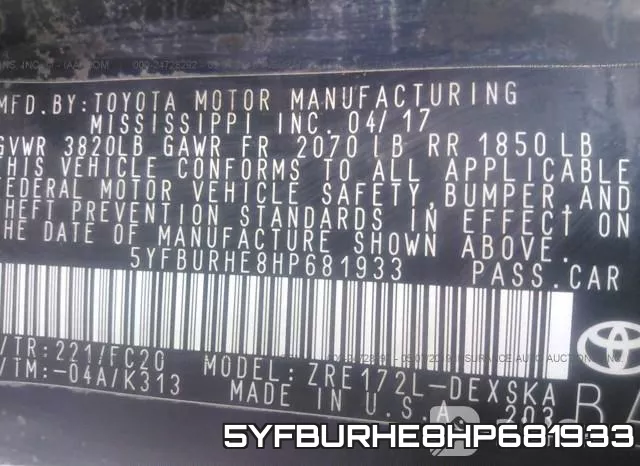 5YFBURHE8HP681933 фото 10