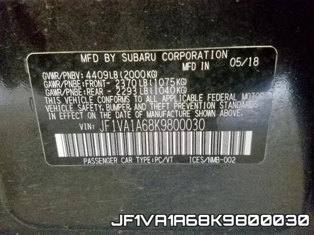 JF1VA1A68K9800030 фото 2