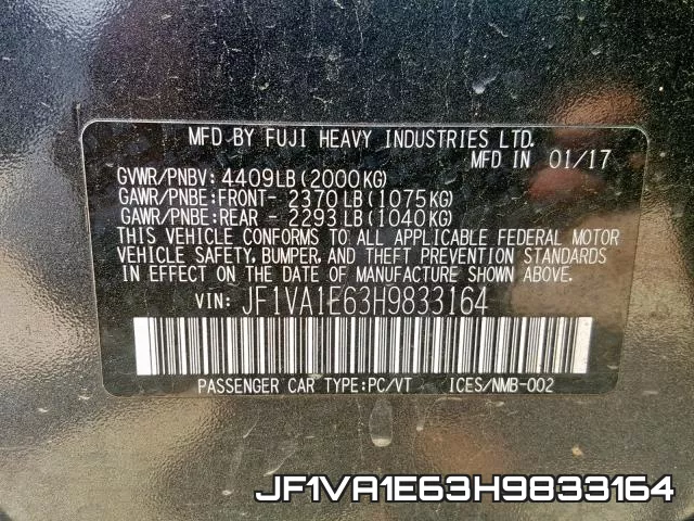 JF1VA1E63H9833164 фото 2
