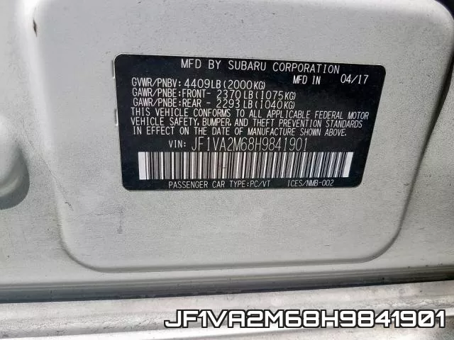 JF1VA2M68H9841901 фото 2