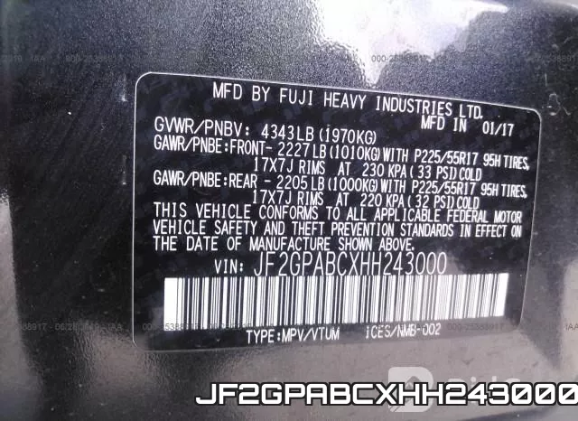 JF2GPABCXHH243000 фото 10