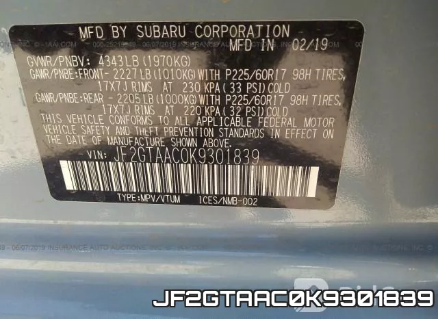 JF2GTAAC0K9301839 фото 10