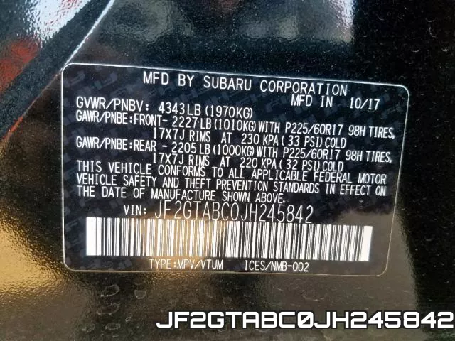 JF2GTABC0JH245842 фото 2