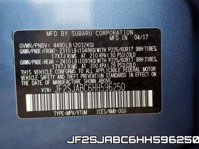 JF2SJABC6HH596250 фото 2