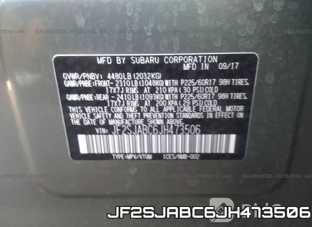 JF2SJABC6JH473506 фото 9