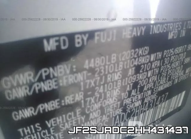 JF2SJADC2HH431437 фото 10