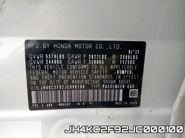 JH4KC2F92JC000100 фото 2