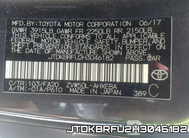 JTDKBRFU2H3046182 фото 10