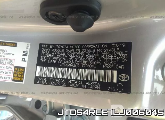 JTDS4RCE7LJ006045 фото 9