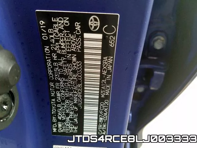 JTDS4RCE8LJ003333 фото 2