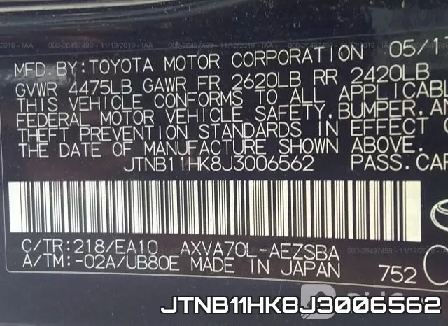 JTNB11HK8J3006562 фото 10