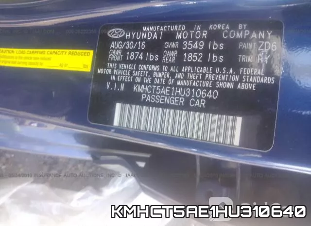KMHCT5AE1HU310640 фото 10