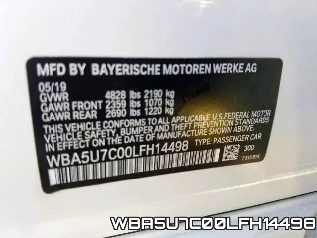 WBA5U7C00LFH14498 фото 2