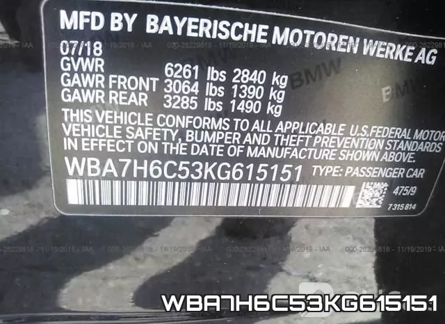 WBA7H6C53KG615151 фото 10