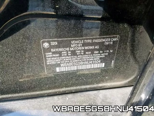 WBA8E5G58HNU41504 фото 2