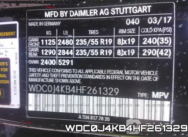 WDC0J4KB4HF261329 фото 10